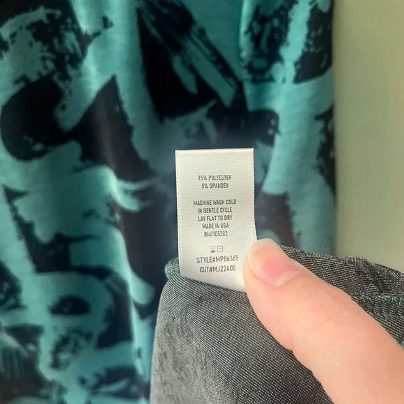 Chalet Et Cici Green and Black Print Tunic Dress with Mock Neck Size L - Picture 4 of 7